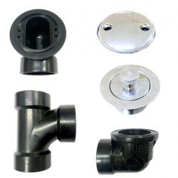 PSP0052 Bathtub Overflow, Sch. 40 ABS Plumbers Pack with Lift & Turn Plug Bath Drain